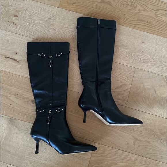 Manc - Bianca Walk Of Shame Calf Leather Boots in Black & Gold - Picture 1 of 9